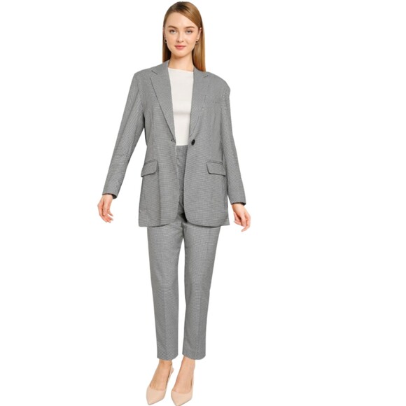 French Connection Women’s 6 Houndstooth Suit Set Black White Preppy Office NWT - Picture 1 of 16